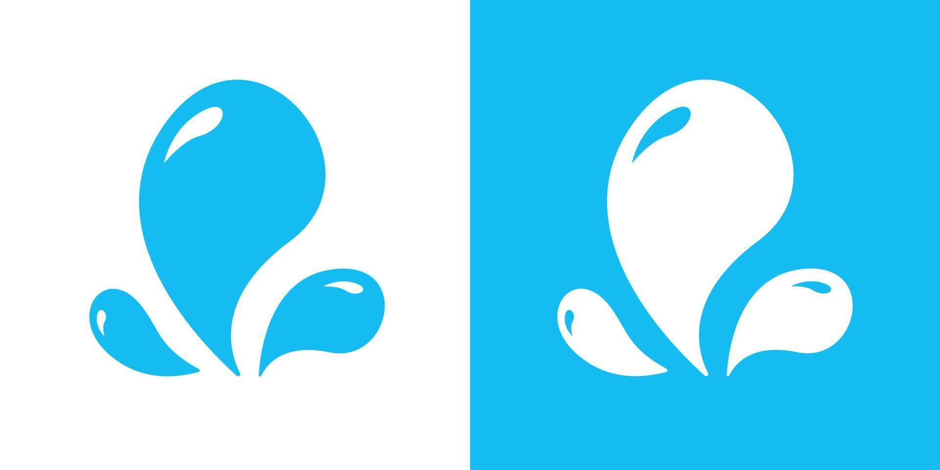 Water Droplet Splash Icon White Blue Flat Isolated Vector