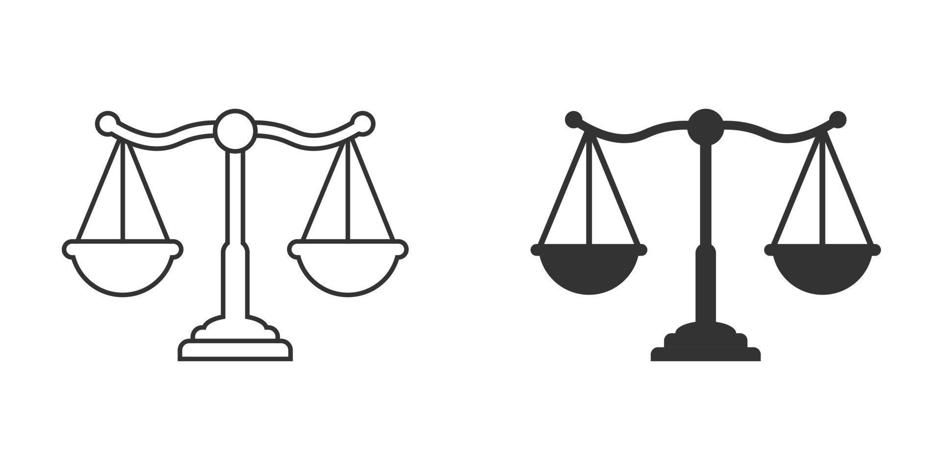 Scales icon in flat style. Libra vector illustration on isolated background. Mass comparison sign business concept.