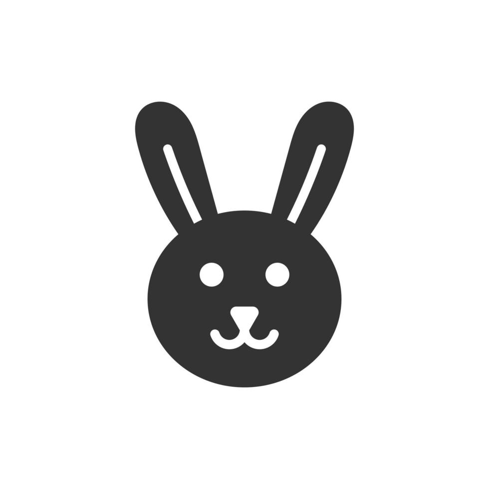 Rabbit icon in flat style. Bunny vector illustration on white isolated background. Happy easter business concept.