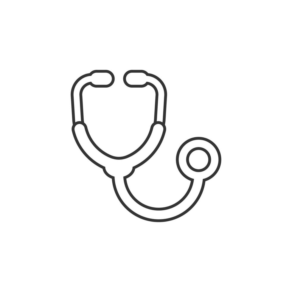 Stethoscope icon in flat style. Heart diagnostic vector illustration on isolated background. Medicine sign business concept.