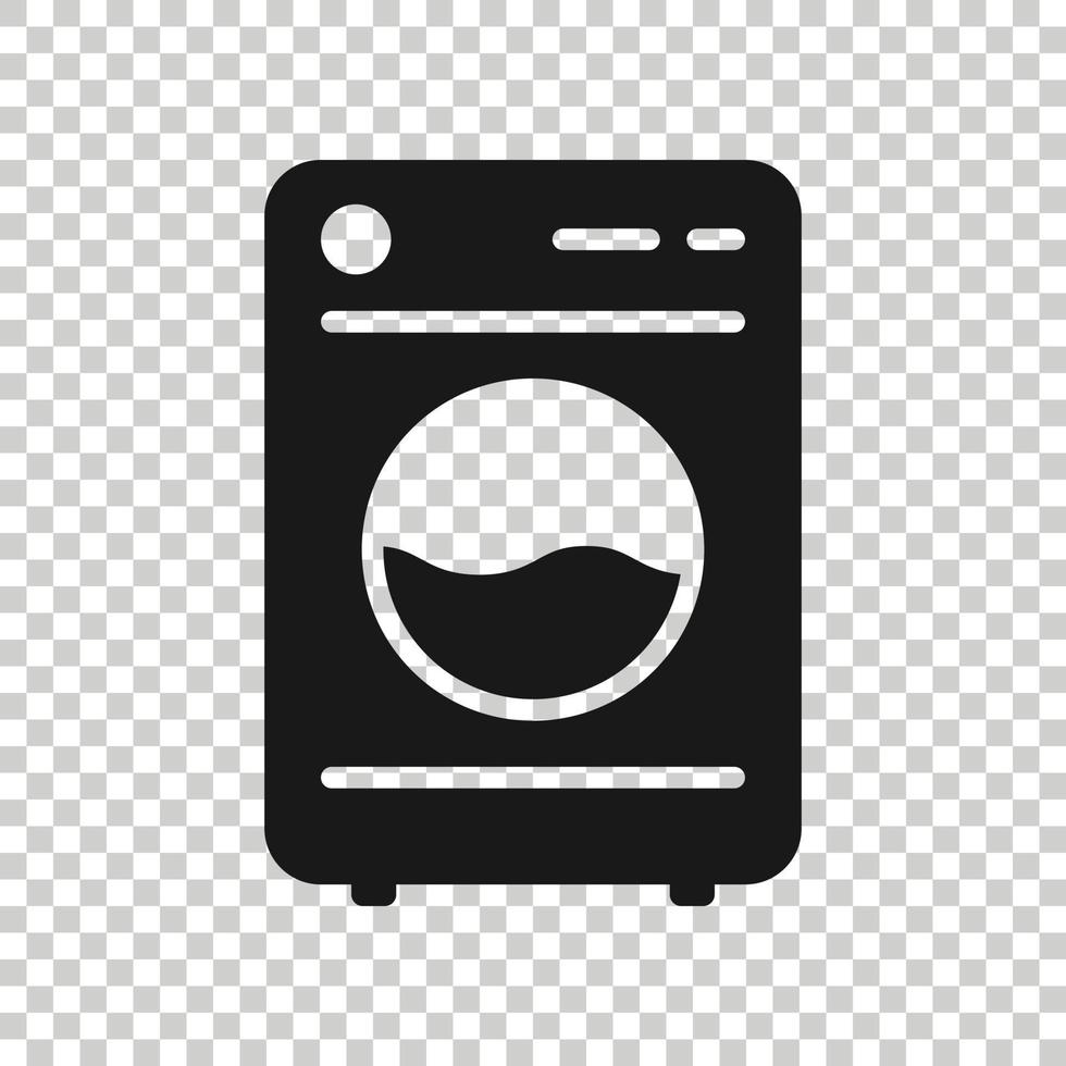 Washing machine icon in flat style. Washer vector illustration on white isolated background. Laundry business concept.