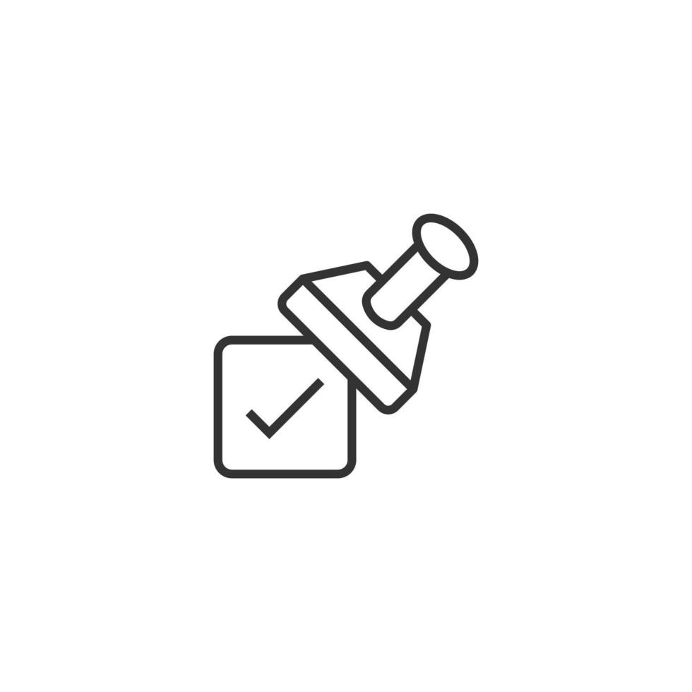 Approve stamp icon in flat style. Accept check mark vector illustration on white isolated background. Approval choice business concept.
