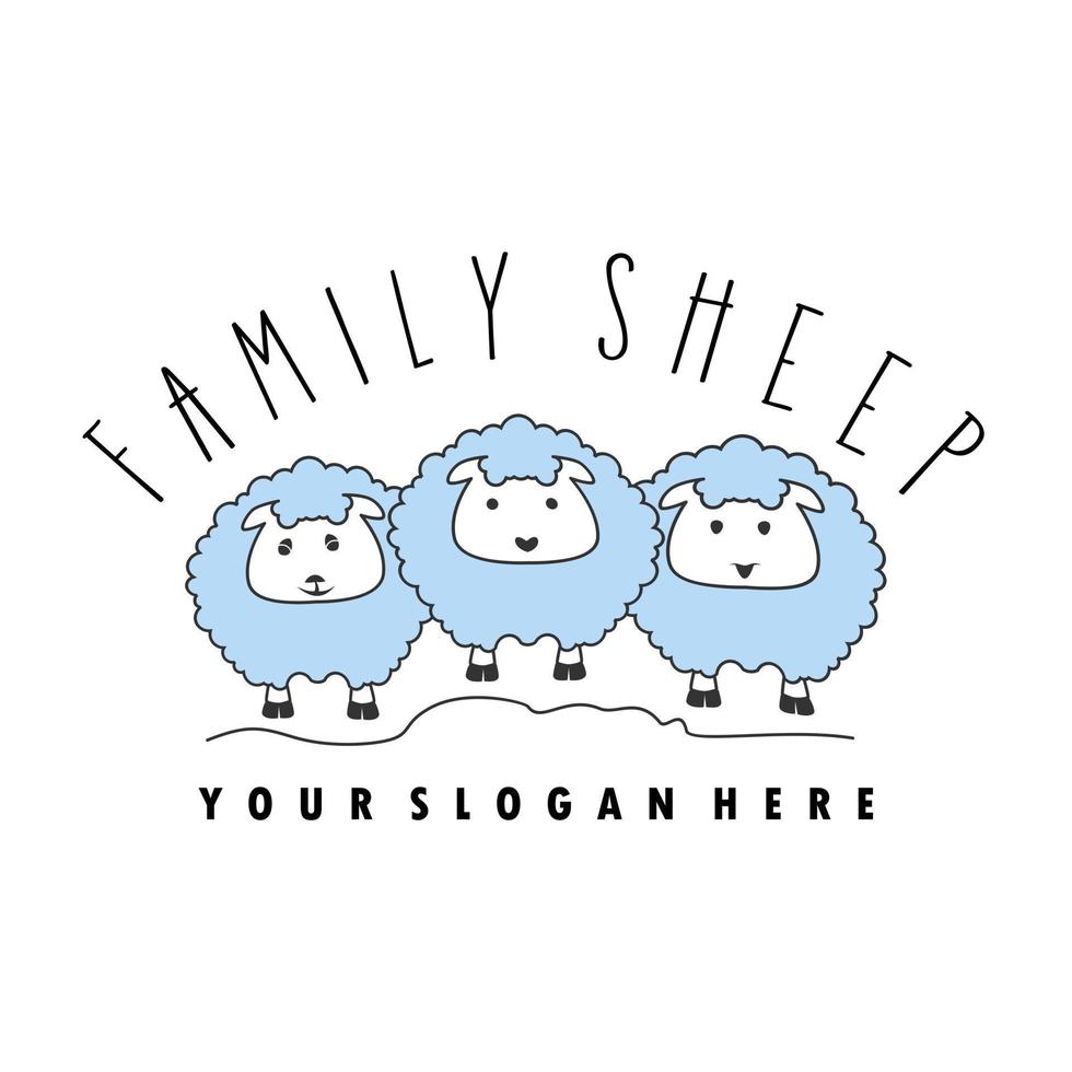 Family three sheeps with a funny face image graphic icon logo design abstract concept vector stock. Can be used as a symbol related to animal or cartoon
