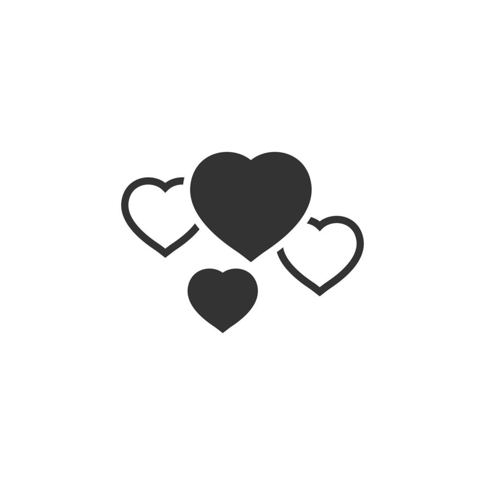Heart icon in flat style. Love vector illustration on white isolated background. Romantic business concept.
