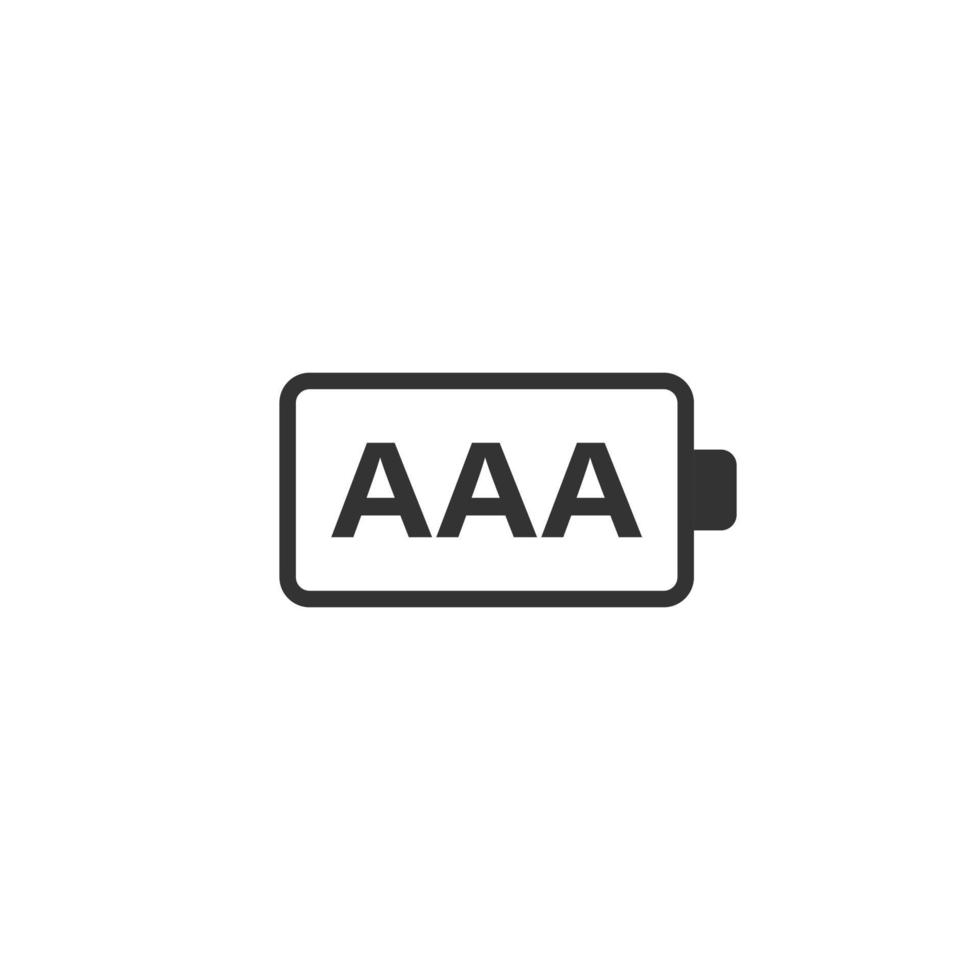 AAA battery icon in flat style. Power level vector illustration on white isolated background. Lithium accumulator business concept.