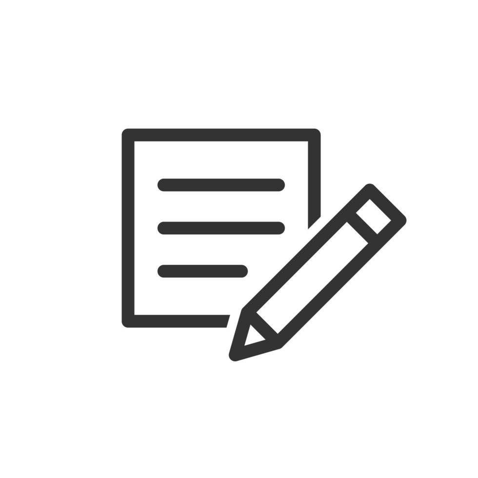 Blogging icon in flat style. Document with pen vector illustration on white isolated background. Content business concept.