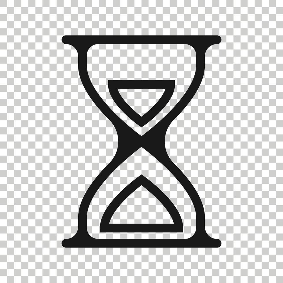 Hourglass icon in flat style. Sandglass vector illustration on white isolated background. Clock business concept.