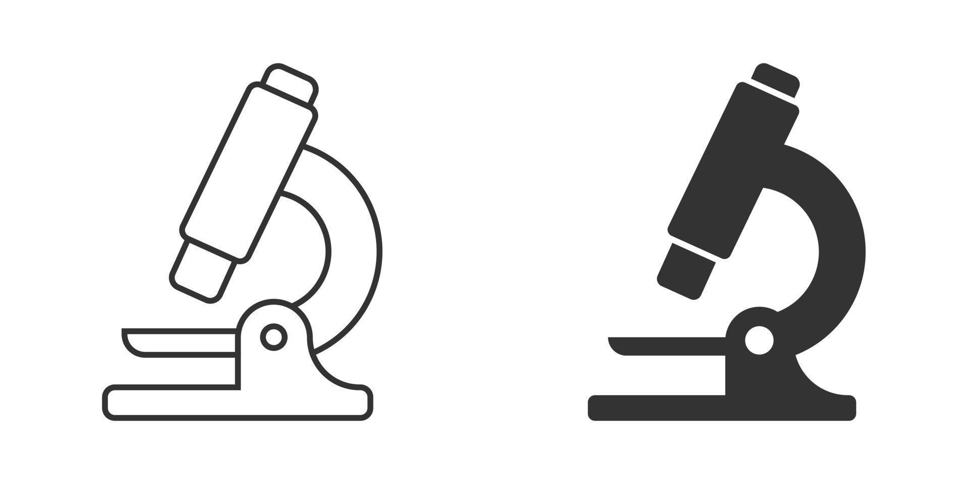 Microscope icon in flat style. Laboratory magnifier vector illustration on isolated background. Biology instrument sign business concept.