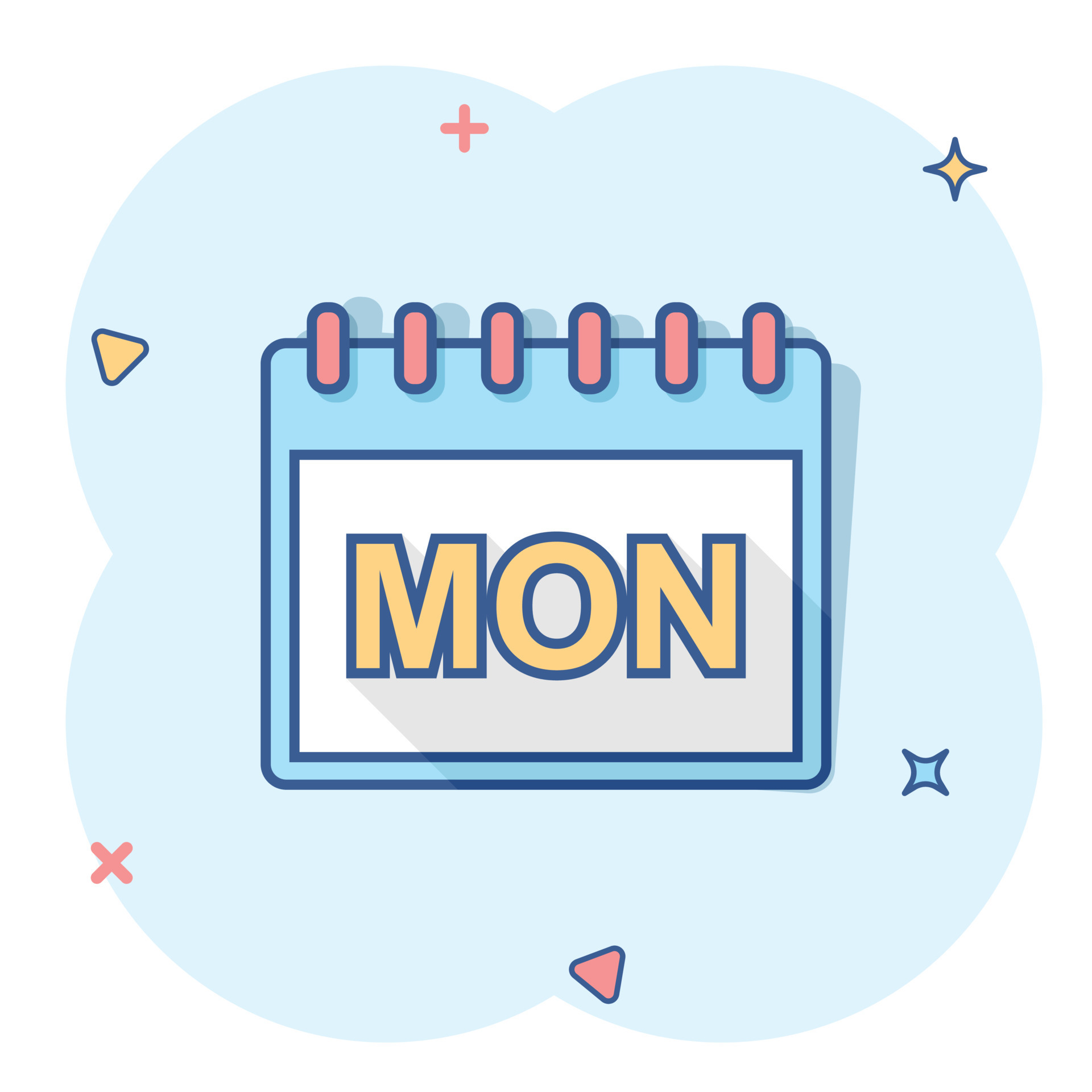Vector Cartoon Monday Calendar Page Icon In Comic Style Calendar Sign vector-cartoon-monday-calendar-page-icon-in-comic-style-calendar-sign