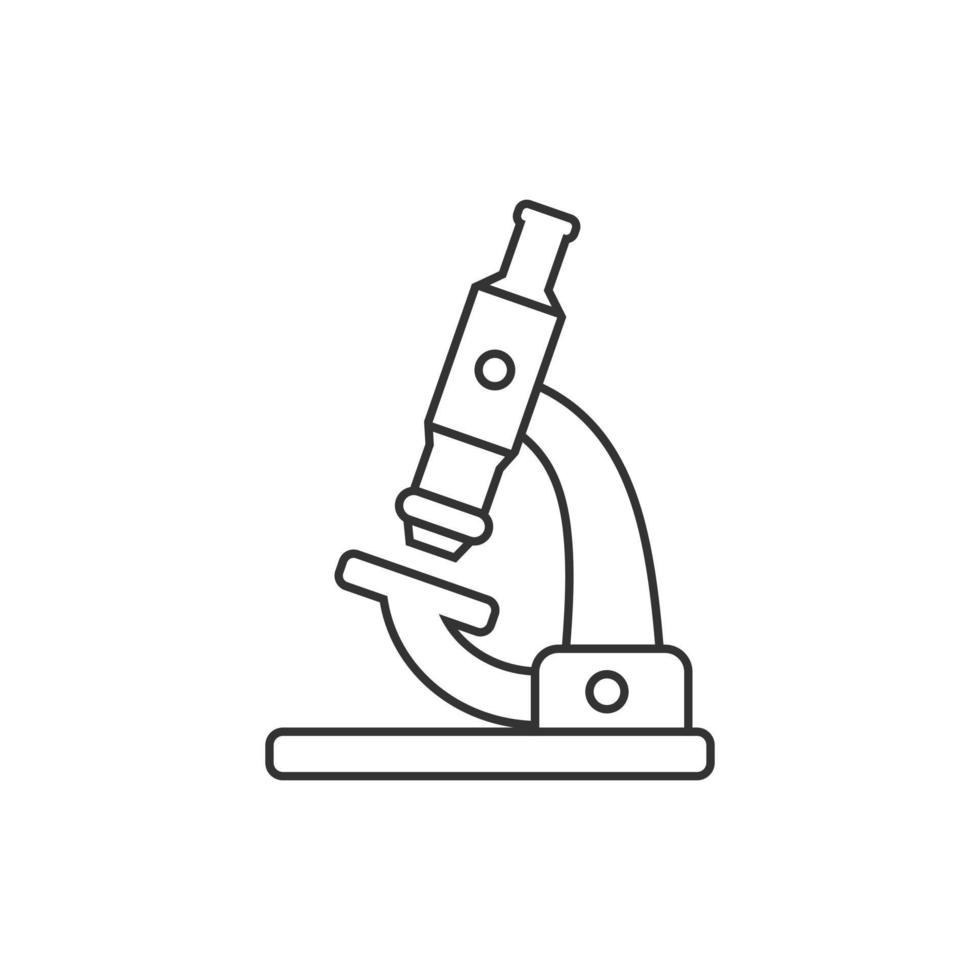 Microscope icon in flat style. Laboratory magnifier vector illustration on isolated background. Biology instrument sign business concept.
