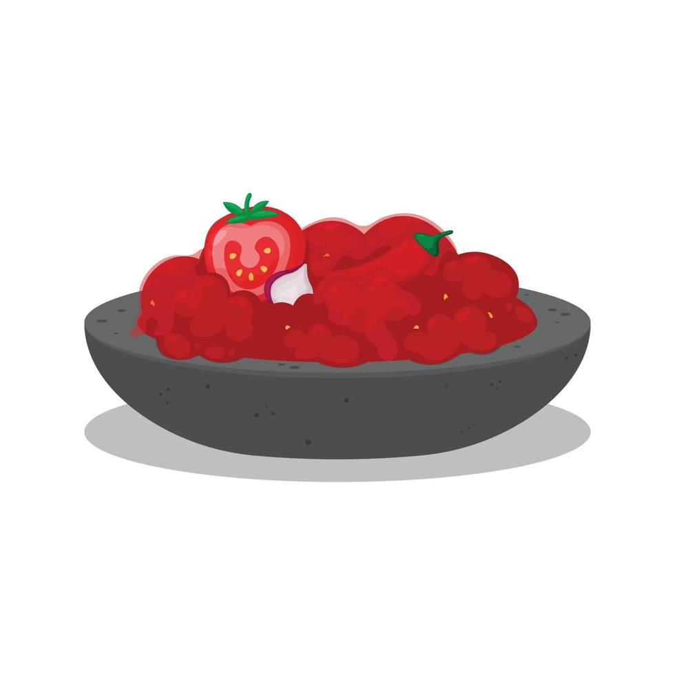 Sambal Indonesia Food. Design with cartoon. vector