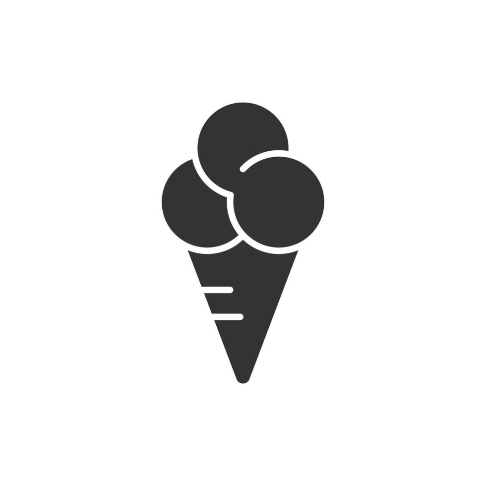 Ice cream icon in flat style. Sundae vector illustration on white isolated background. Sorbet dessert business concept.