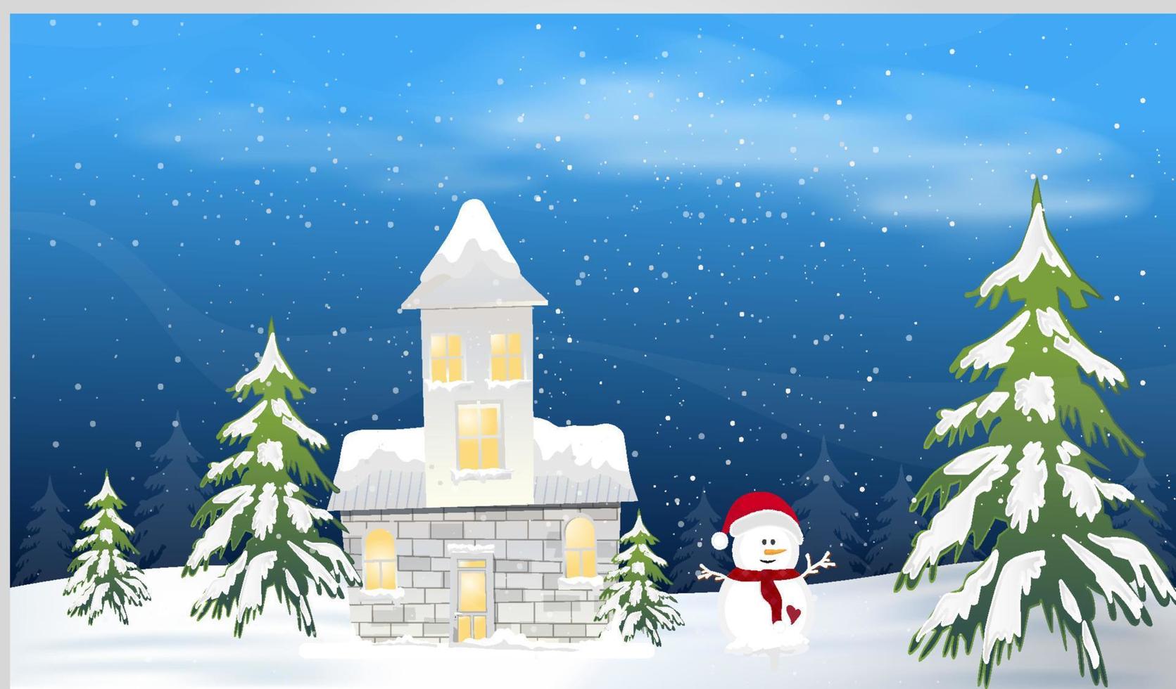 Winter forest background vector illustration