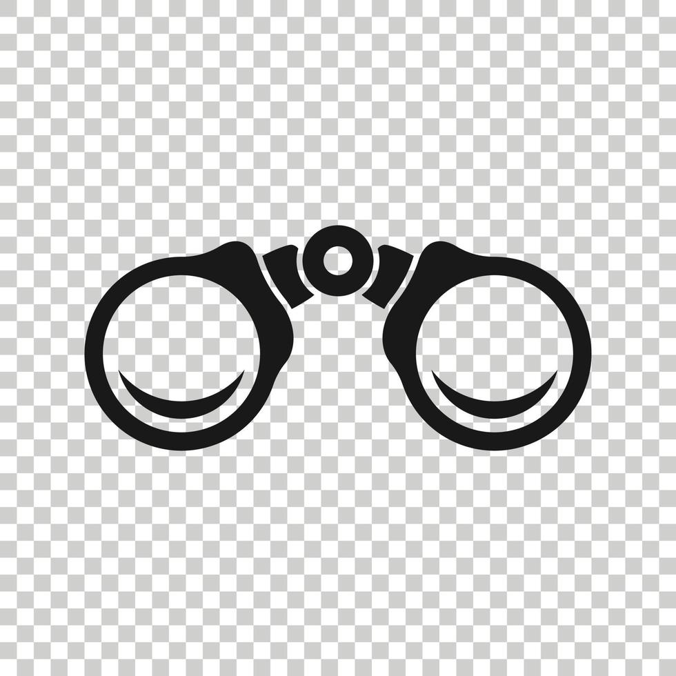 Binocular icon in flat style. Search vector illustration on white isolated background. Zoom business concept.