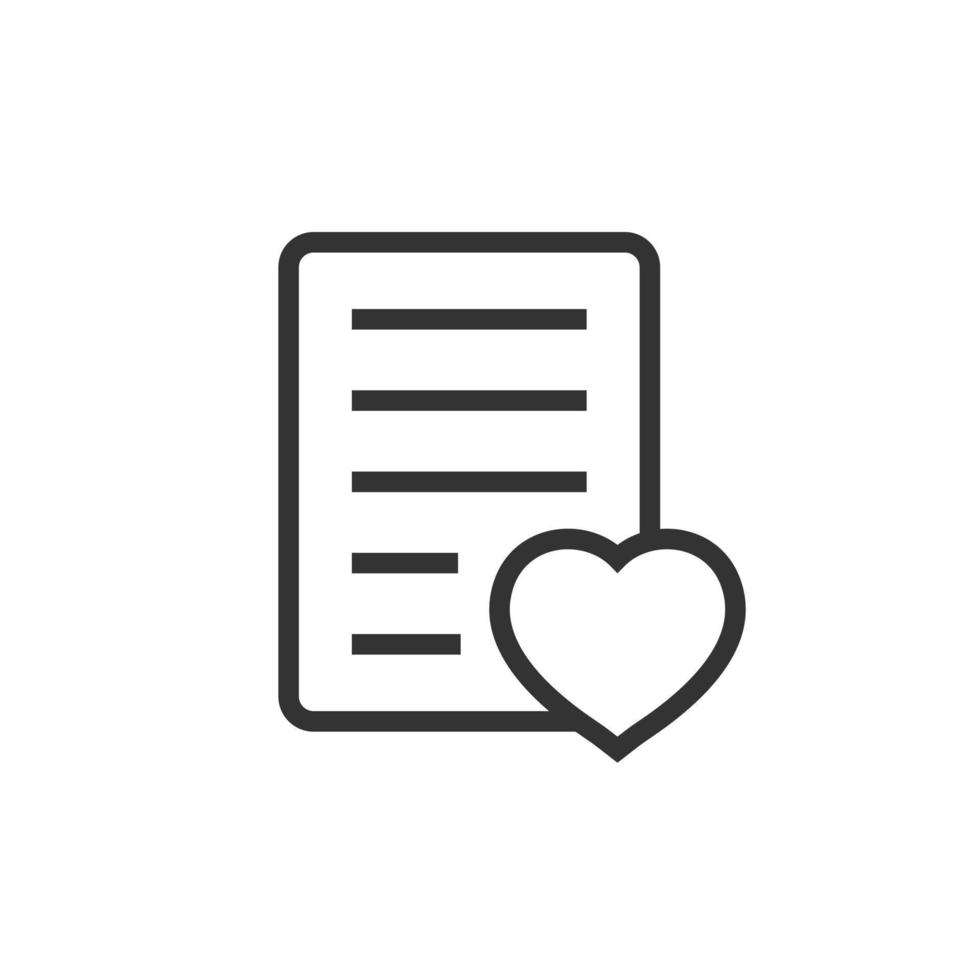 Wishlist icon in flat style. Like document vector illustration on white isolated background. Favorite list business concept.