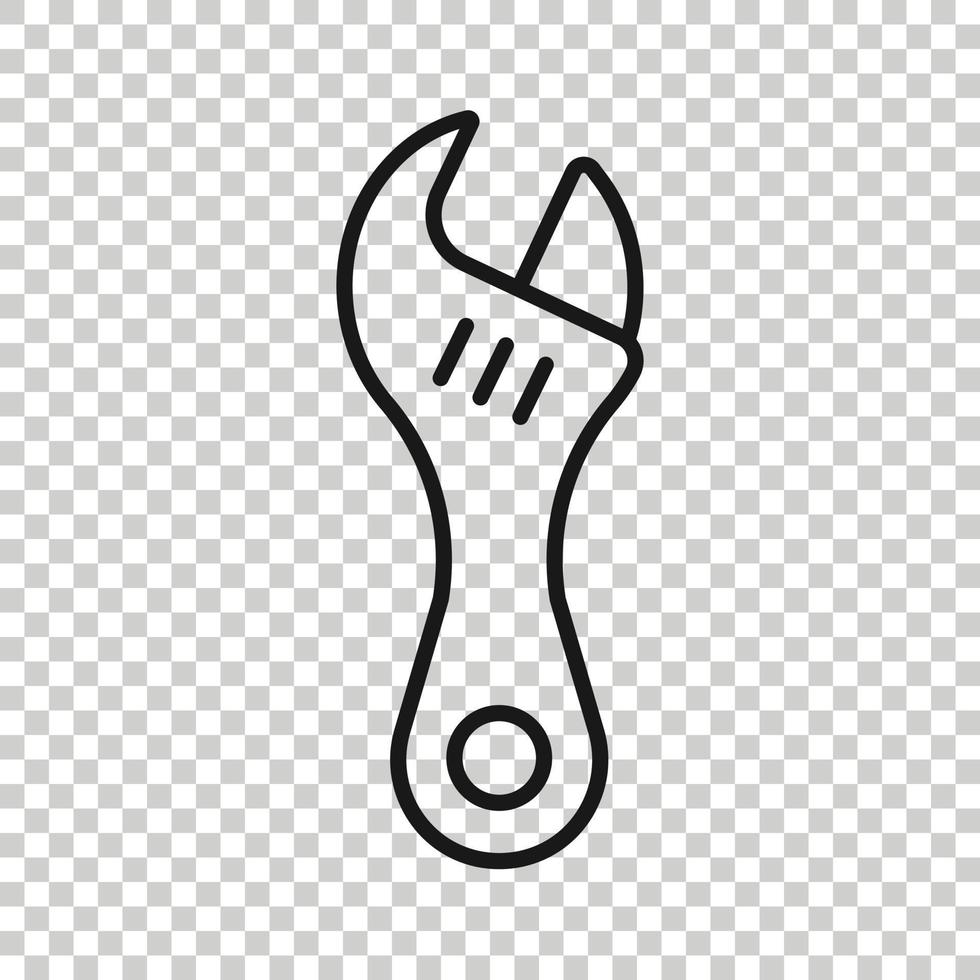 Wrench icon in flat style. Spanner key vector illustration on white isolated background. Repair equipment business concept.