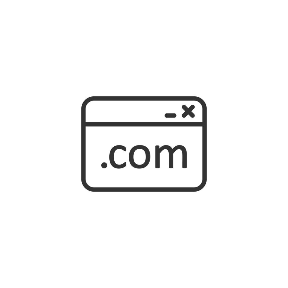 Website domain icon in flat style. Com internet address vector illustration on white isolated background. Server business concept.