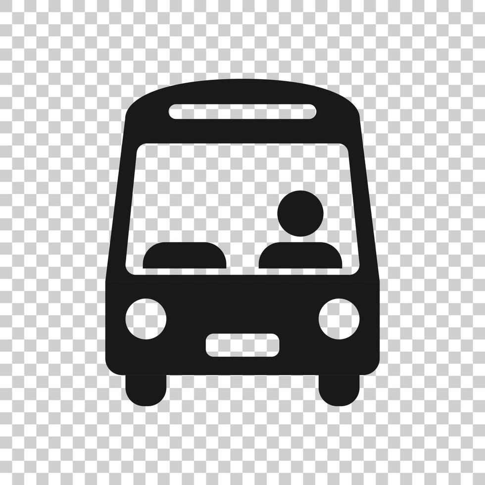 Bus icon in flat style. Coach vector illustration on white isolated background. Autobus vehicle business concept.