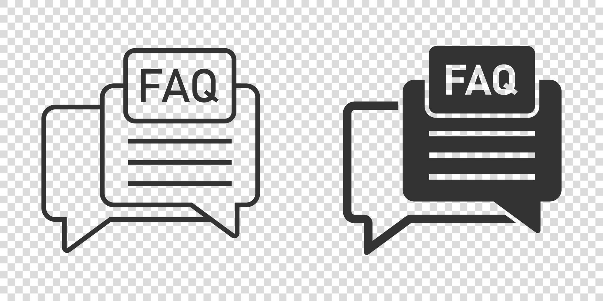 Faq speech bubble icon in flat style. Question vector illustration on white isolated background. Communication sign business concept.