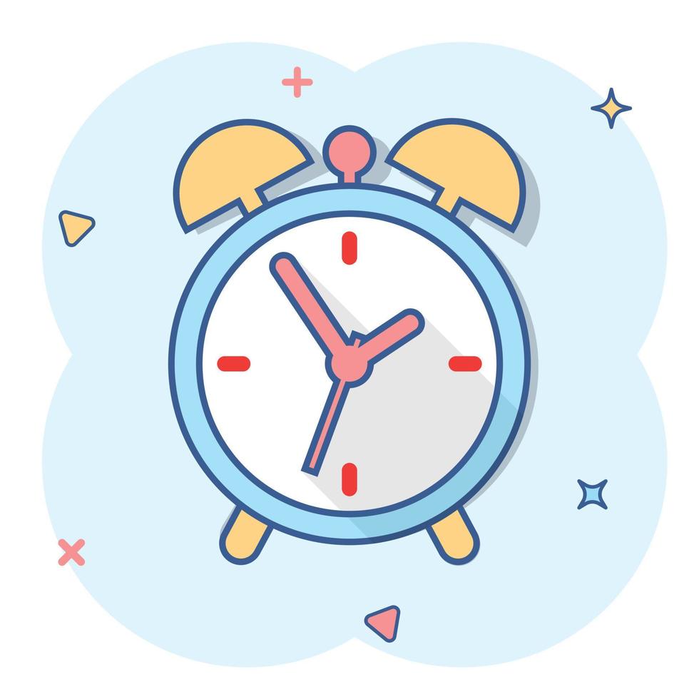 Cartoon alarm clock icon in comic style. Timer sign illustration