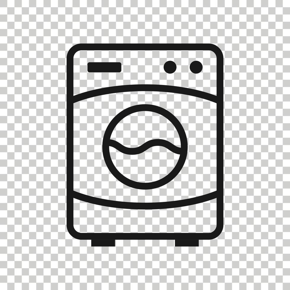 Washing machine icon in flat style. Washer vector illustration on white isolated background. Laundry business concept.