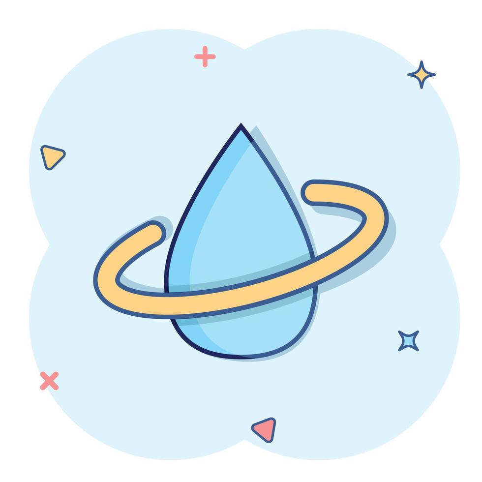 Water drop icon in comic style. Droplet cartoon vector illustration on white isolated background. Recycle splash effect sign business concept.