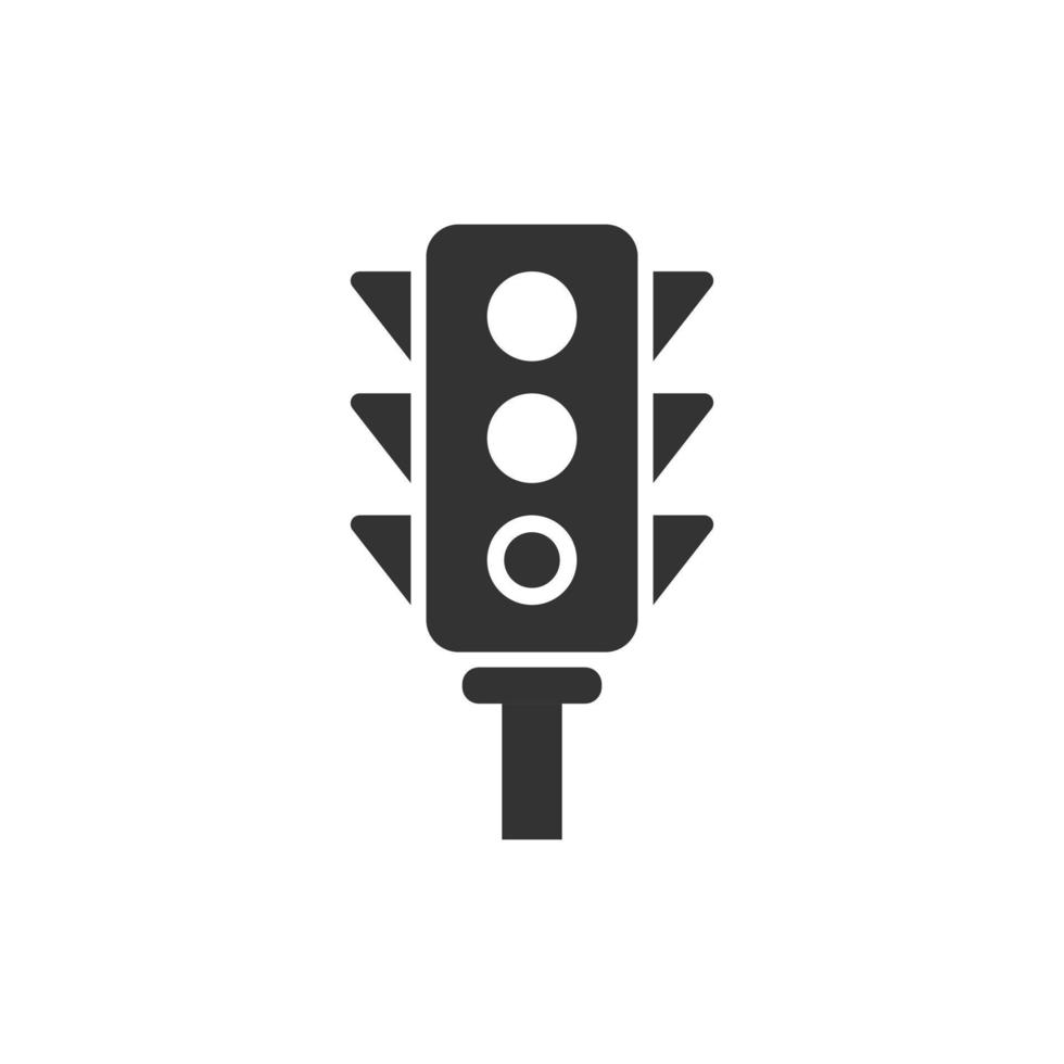 Semaphore icon in flat style. Traffic light vector illustration on white isolated background. Crossroads business concept.