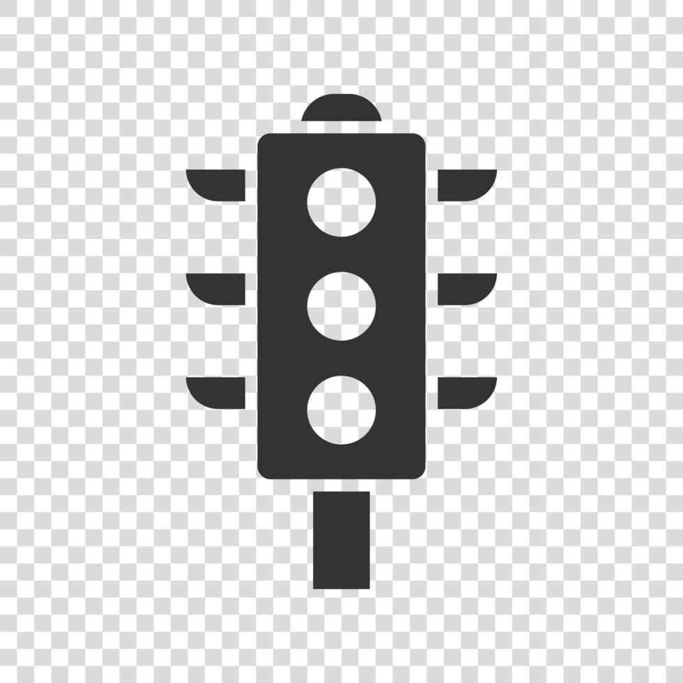 Semaphore icon in flat style. Traffic light vector illustration on white isolated background. Crossroads business concept.