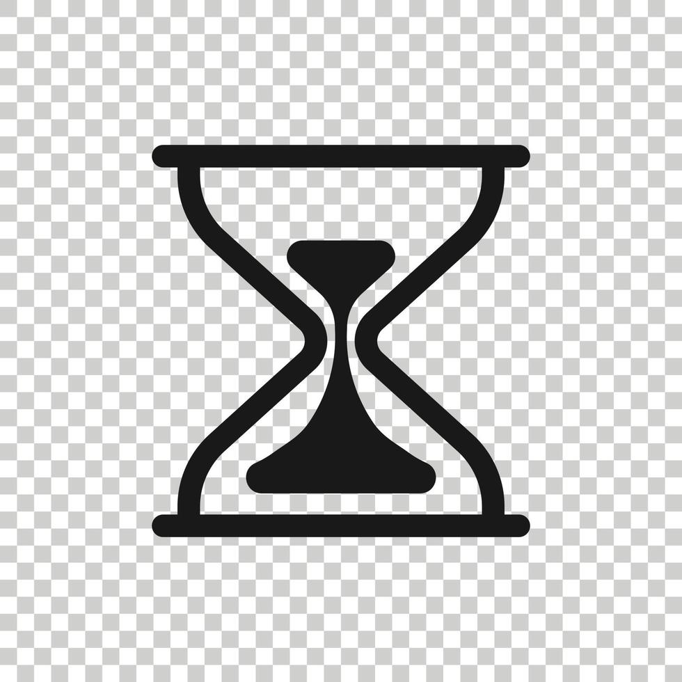 Hourglass icon in flat style. Sandglass vector illustration on white isolated background. Clock business concept.