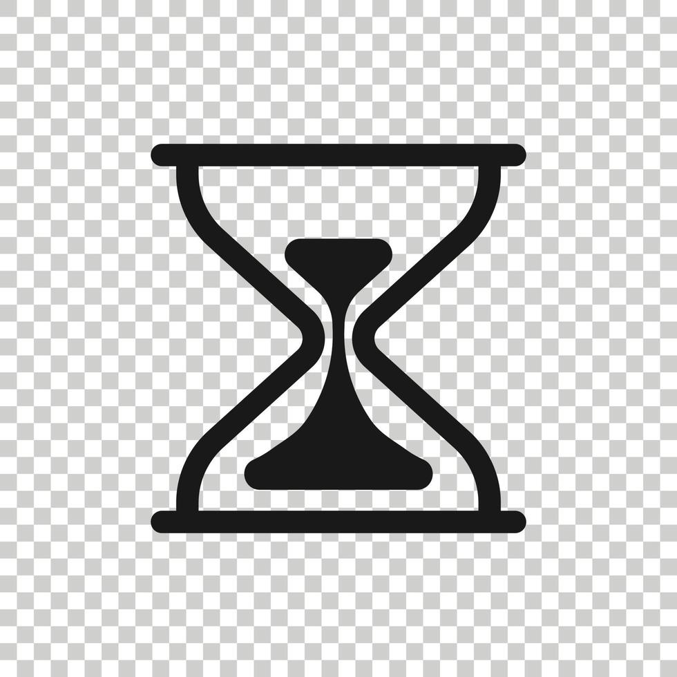 icono de reloj de arena en estilo plano. Ilustración de vector de reloj de arena sobre fondo blanco aislado. concepto de negocio de reloj.