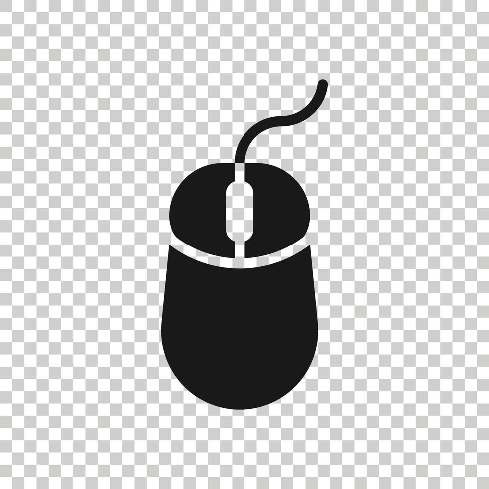 Computer mouse icon in flat style. Cursor vector illustration on white isolated background. Pointer business concept.