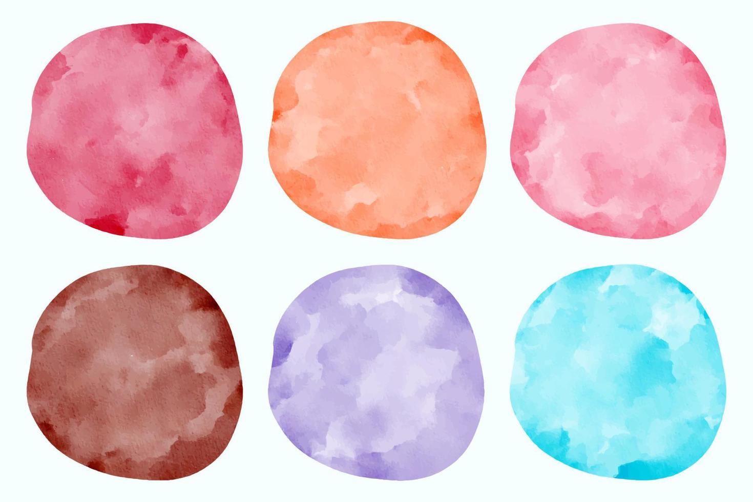Pastel Pink Blue Orange Purple and Brown Watercolor Paint Stain Background Circle Vector Collections