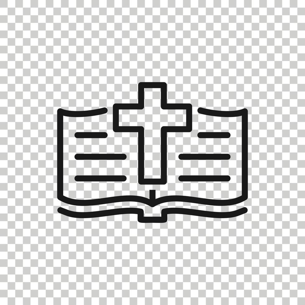 icono de libro de la biblia en estilo plano. ilustración de vector de fe de iglesia sobre fondo blanco aislado. concepto de negocio de espiritualidad.