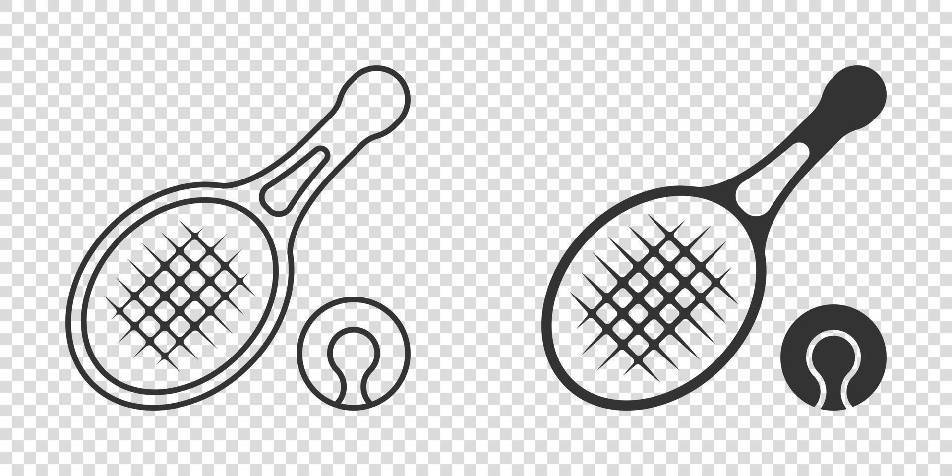 Tennis racket icon in flat style. Gaming racquet vector illustration on isolated background. Sport activity sign business concept.