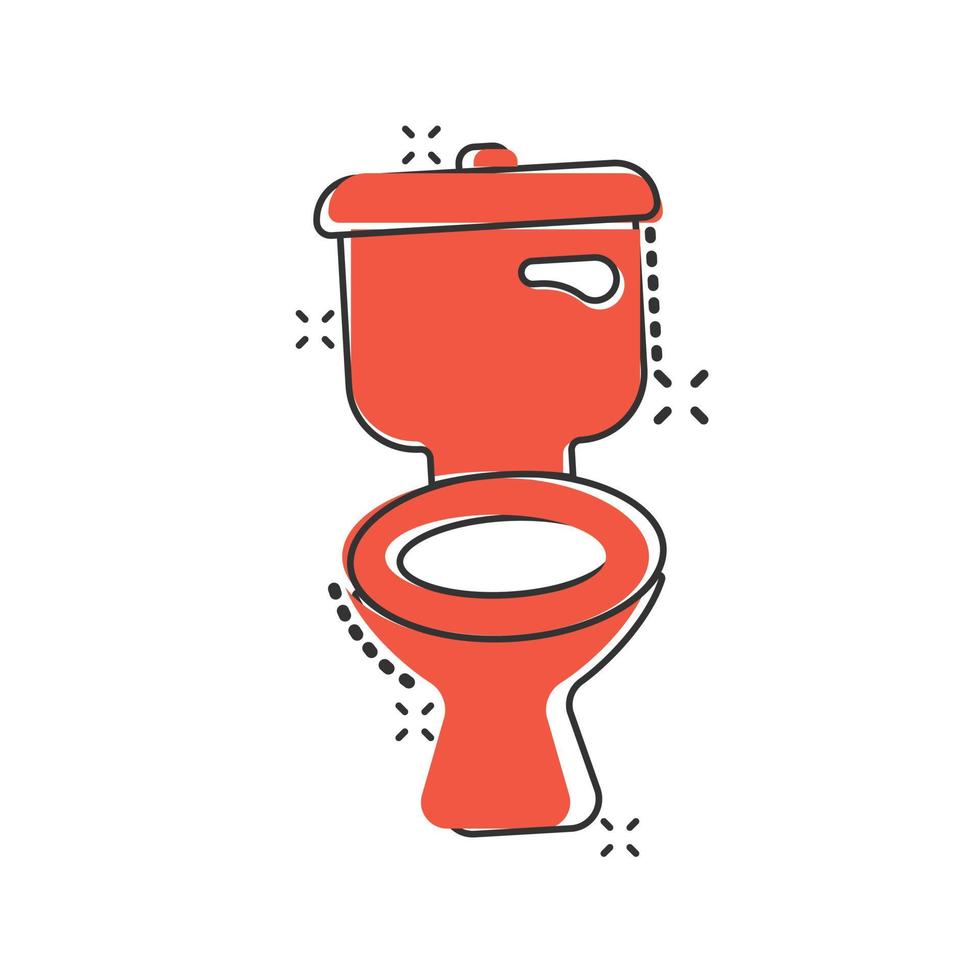 icono de la taza del inodoro en estilo cómico. ilustración de vector de dibujos animados de higiene sobre fondo aislado. concepto de negocio de signo de efecto de salpicadura de baño wc.