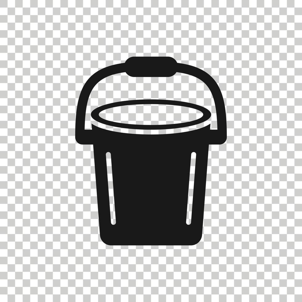 Bucket icon in flat style. Garbage pot vector illustration on white isolated background. Pail business concept.