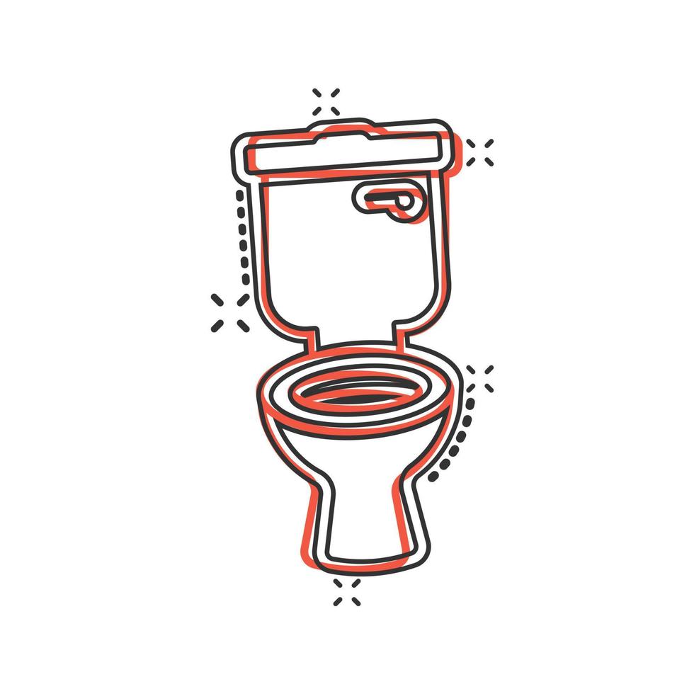 Toilet bowl icon in comic style. Hygiene cartoon vector illustration on isolated background. WC restroom splash effect sign business concept.