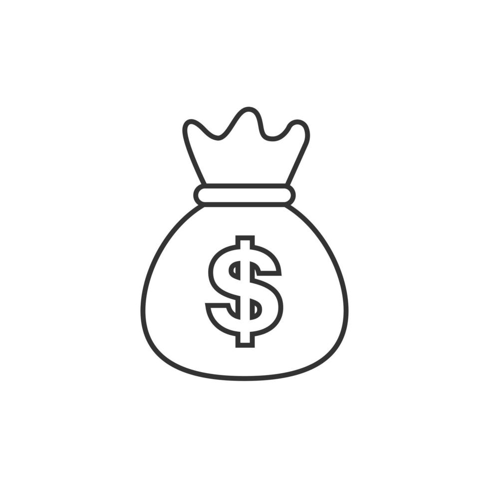 icono de bolsa de dinero en estilo plano. Ilustración de vector de bolsa de dinero sobre fondo aislado. concepto de negocio de signo de saco de monedas.