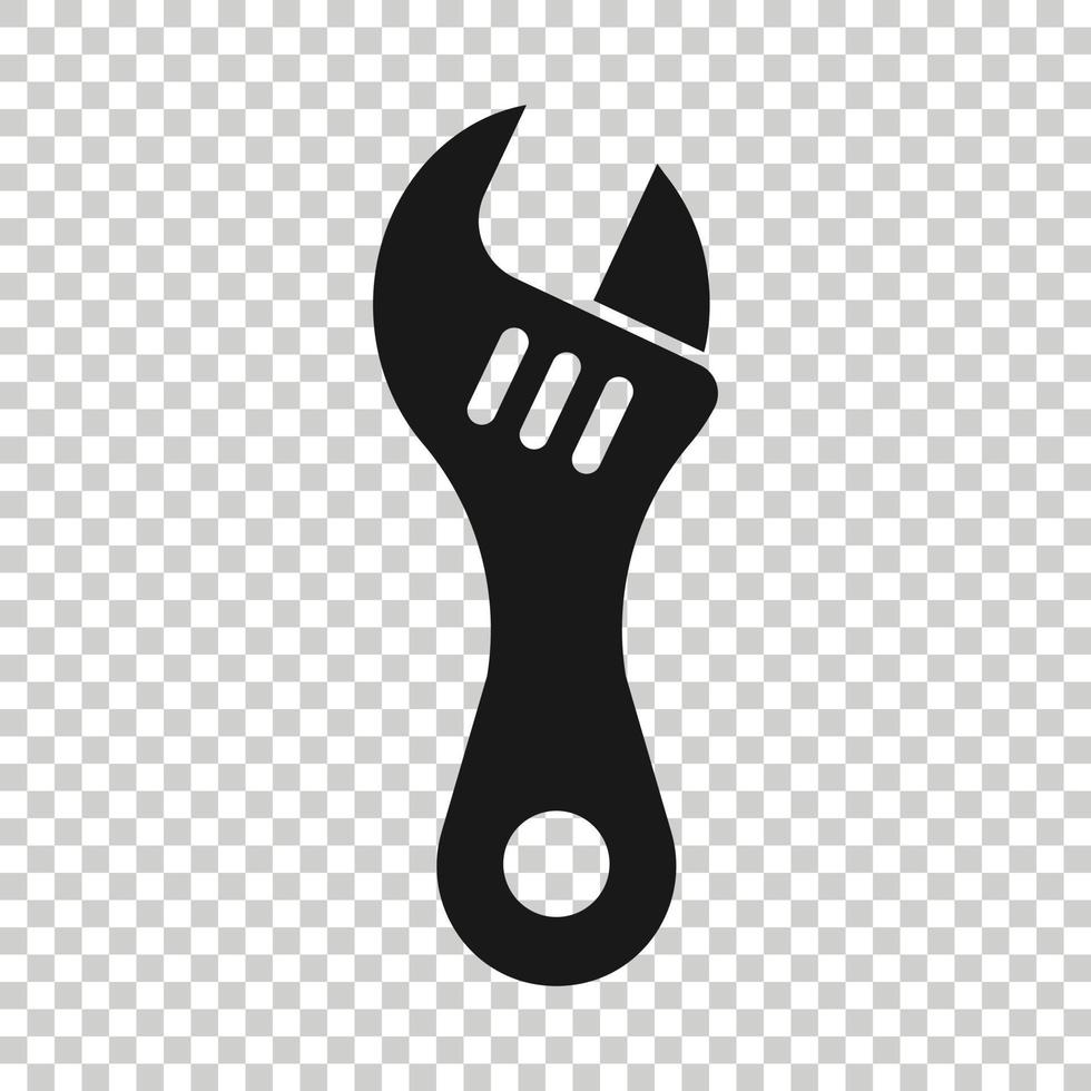 Wrench icon in flat style. Spanner key vector illustration on white isolated background. Repair equipment business concept.