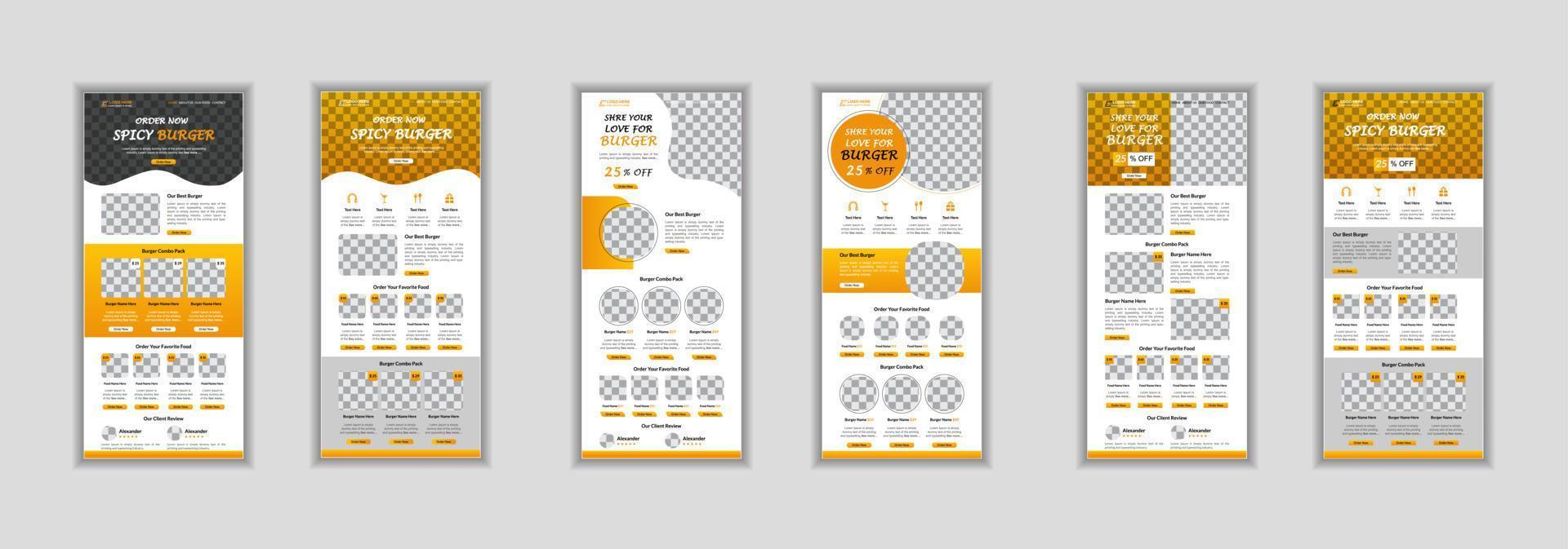 fast food restaurant email newsletter responsive email template. minimal fast food UI template or burger fast food roll up banner design vector