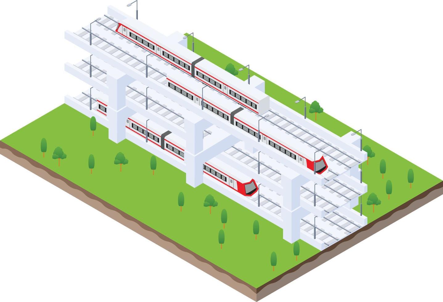 escena isométrica del moderno tren eléctrico de alta velocidad vector