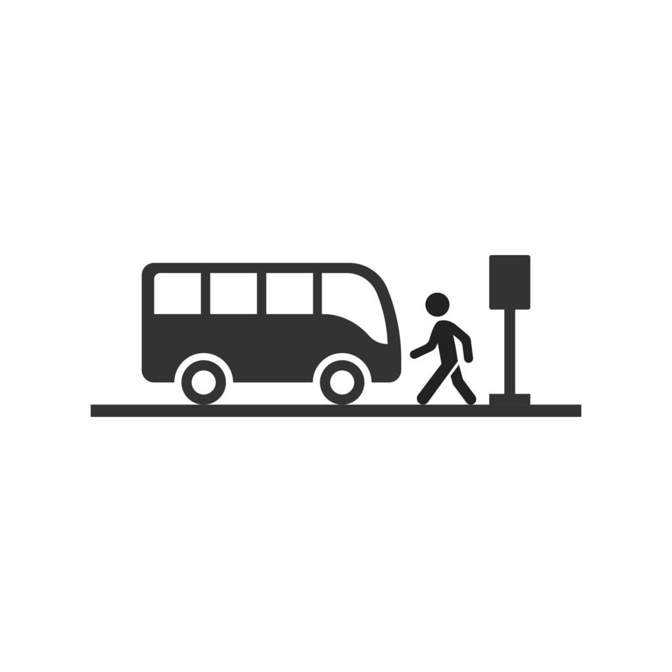 Bus station icon in flat style. Auto stop vector illustration on white isolated background. Autobus vehicle business concept.