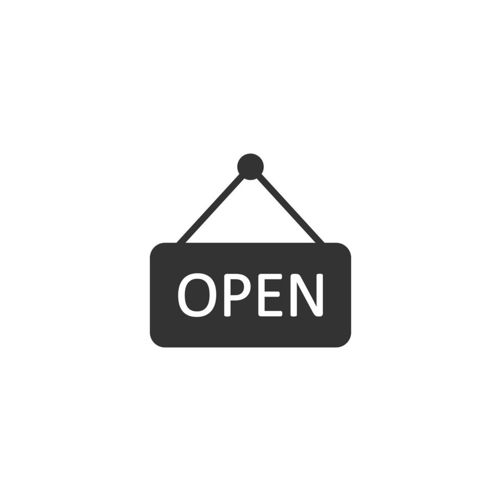 Open sign icon in flat style. Accessibility vector illustration on white isolated background. Message business concept.