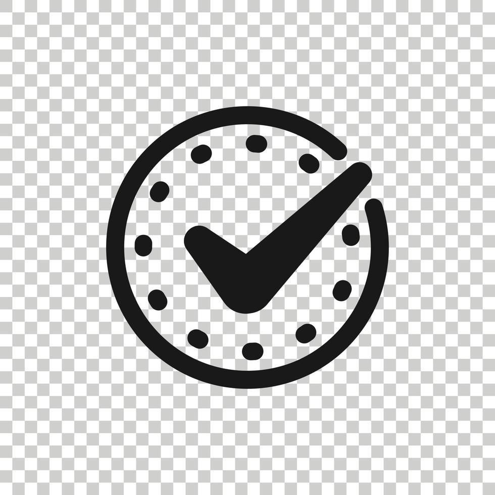 Check mark sign icon in flat style. Confirm button vector illustration on white isolated background. Accepted business concept.