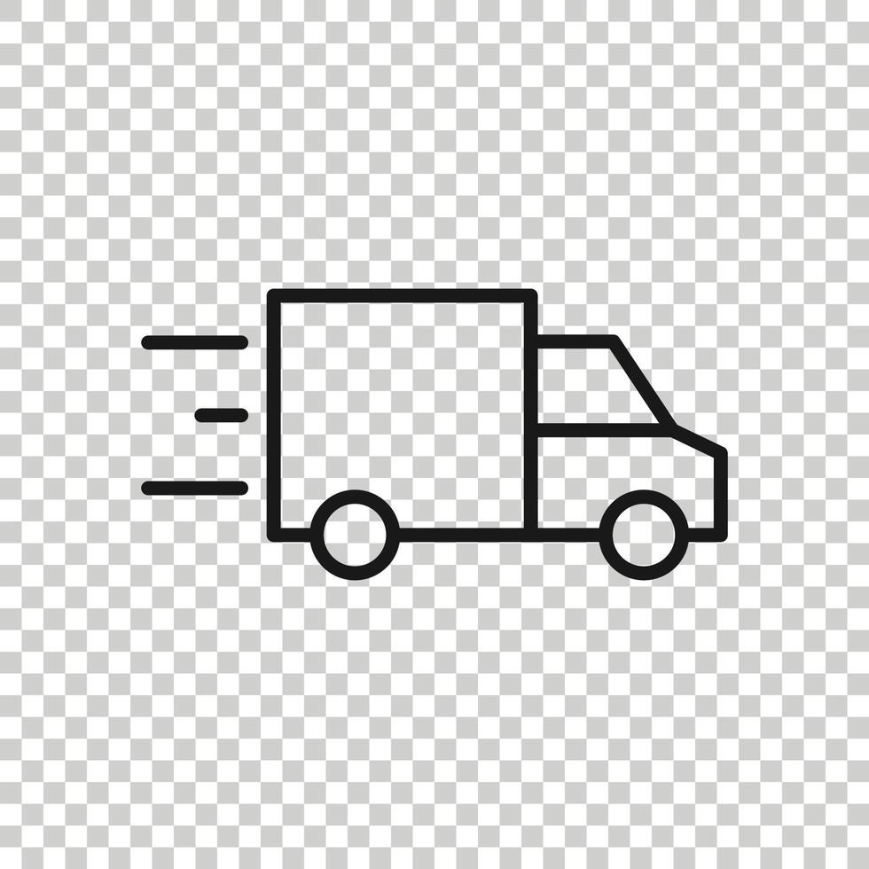 Truck icon in flat style. Auto delivery vector illustration on white isolated background. Lorry automobile business concept.