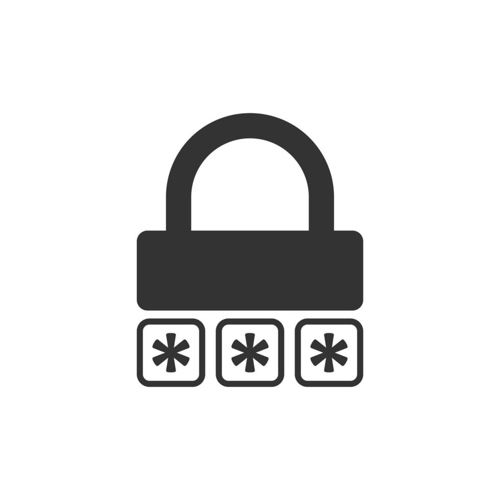 Login icon in flat style. Password access vector illustration on white isolated background. Padlock entry business concept.