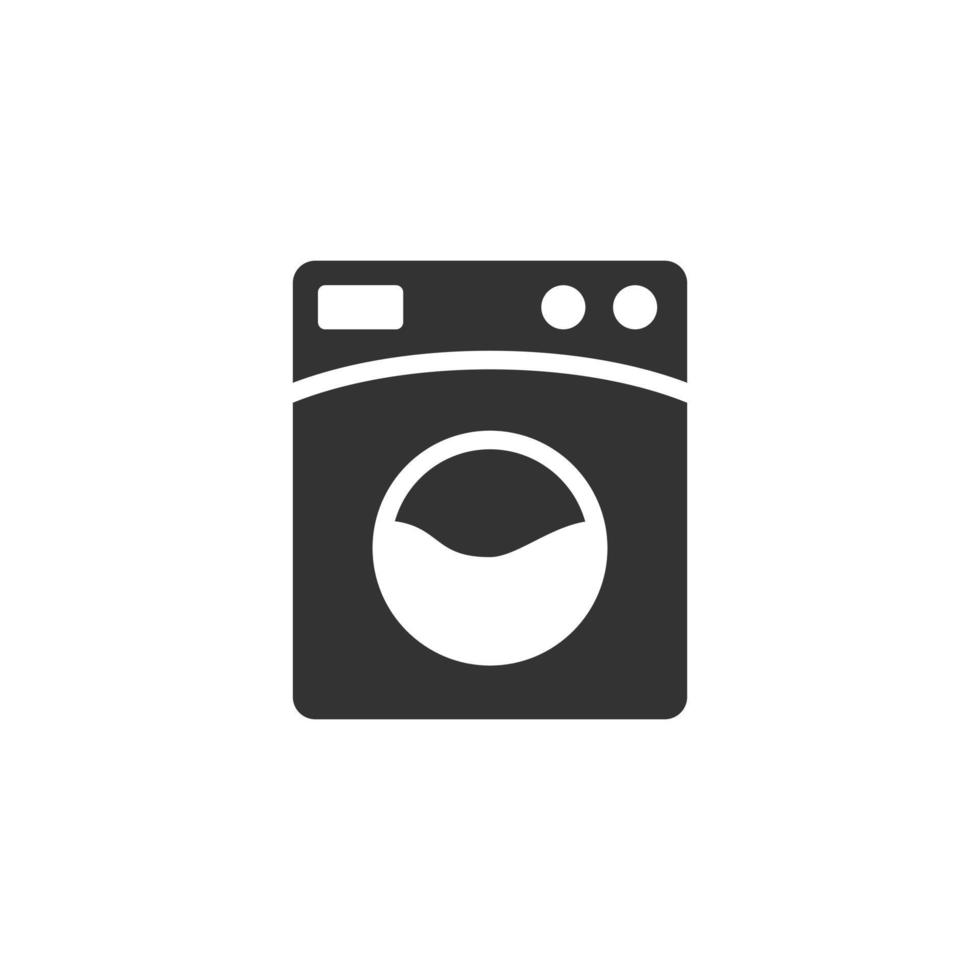 Washing machine icon in flat style. Washer vector illustration on white isolated background. Laundry business concept.