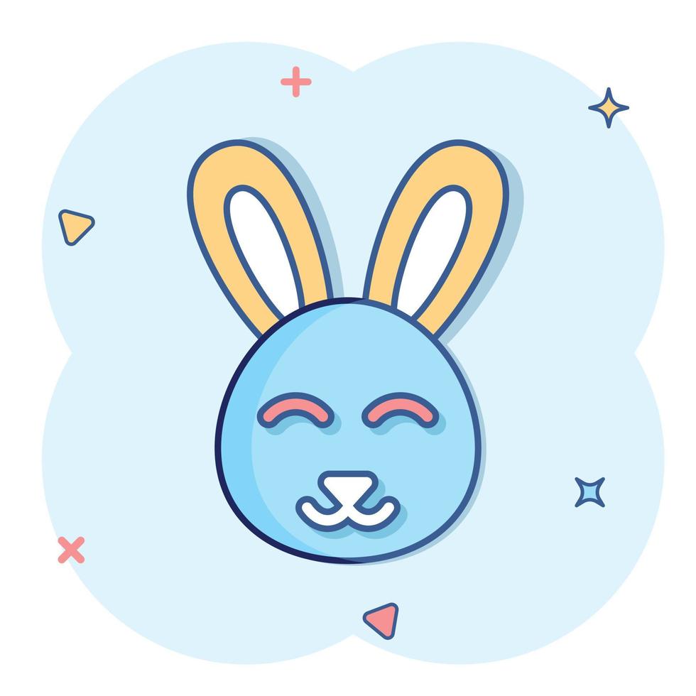 icono de conejo en estilo cómico. ilustración de vector de dibujos animados de conejito sobre fondo blanco aislado. feliz concepto de negocio de efecto de salpicadura de Pascua.