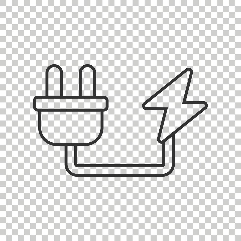 Electric plug icon in flat style. Power adapter vector illustration on white isolated background. Electrician sign business concept.