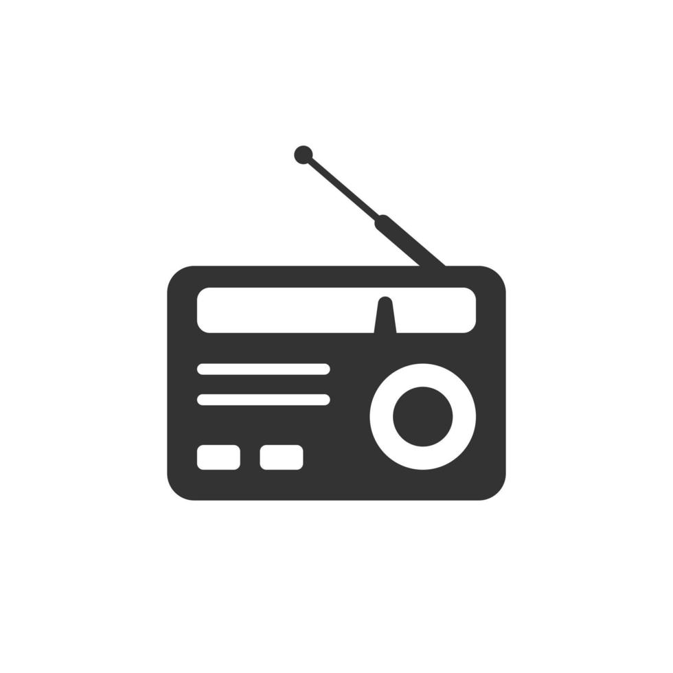 icono de radio en estilo plano. Ilustración de vector de transmisión fm sobre fondo blanco aislado. concepto de negocio de radiodifusión.